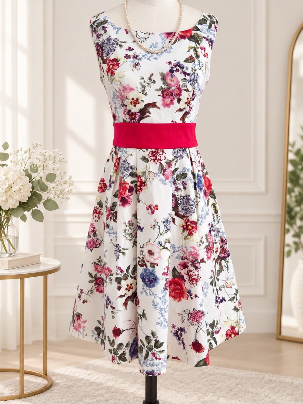 Sandro Ferrone Roma Floral Fit & Flare Midi Dress NWT Made in Italy US 6 IT 42